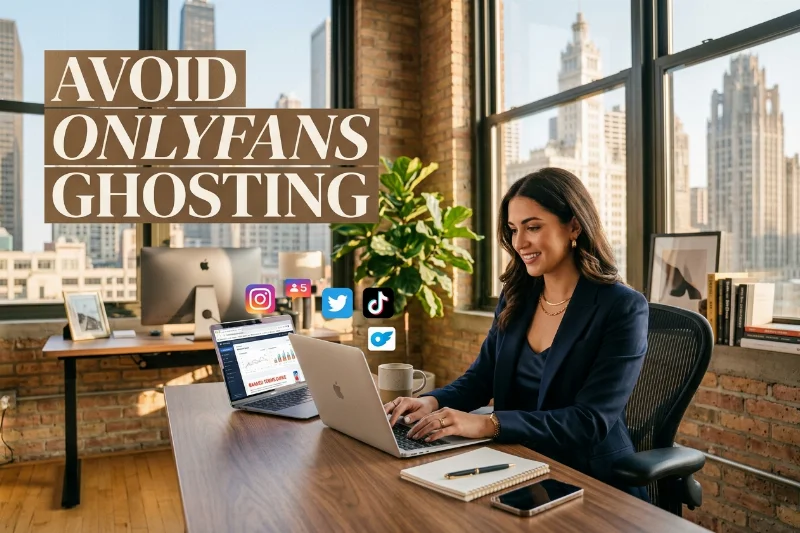 Tamara Nelson working in her stylish Chicago loft on digital content strategy.
