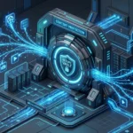 A secure digital vault representing Bunny.net's Media Cage technology for protecting video and media content.