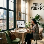 Tamara Nelson designing a custom stand-alone links website in her stylish Chicago loft.